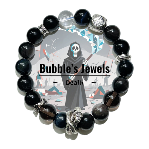 "Death" - Tarot&Natural Crystal Bracelet - Obsidian & Clear Quartz To Embrace Transformation