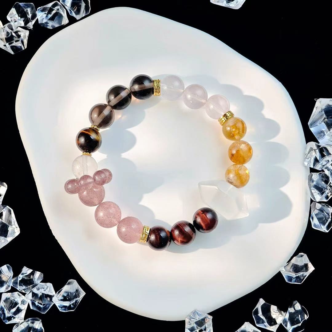 "The Hierophant" - Tarot&Natural Crystal Bracelet - Citrine & Strawberry To Seek Spiritual Wisdom