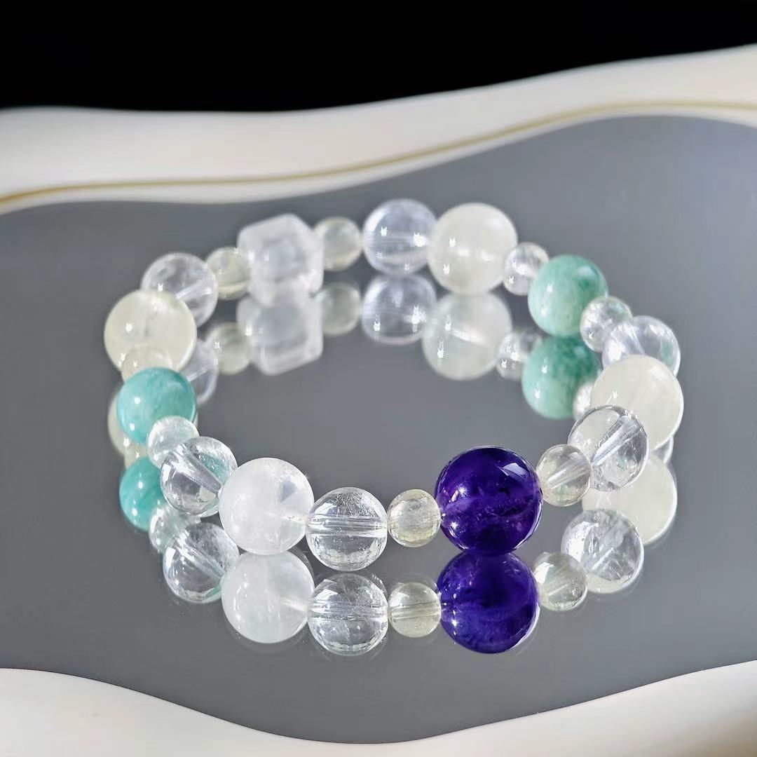 "Temperance" - Tarot&Natural Crystal Bracelet - Amethyst & Amzonite To Achieve Balance in Life