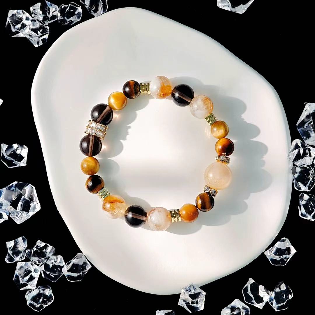 "The Emperor" - Tarot&Natural Crystal Bracelet - TigerEye & Citrine To Empower Yourself