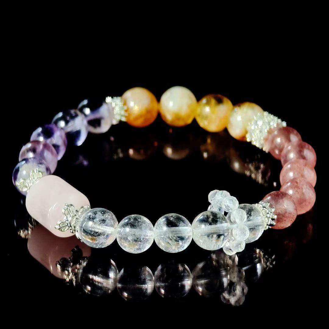 "The Empress" - Tarot&Natural Crystal Bracelet - Citrine & Amethyst To Embrace Fertility&Abundance