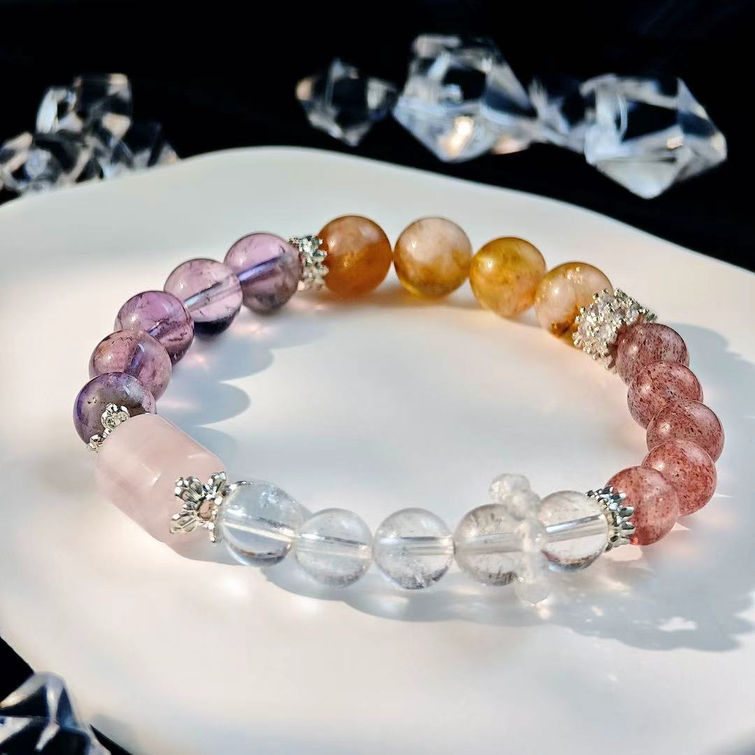 "The Empress" - Tarot&Natural Crystal Bracelet - Citrine & Amethyst To Embrace Fertility&Abundance