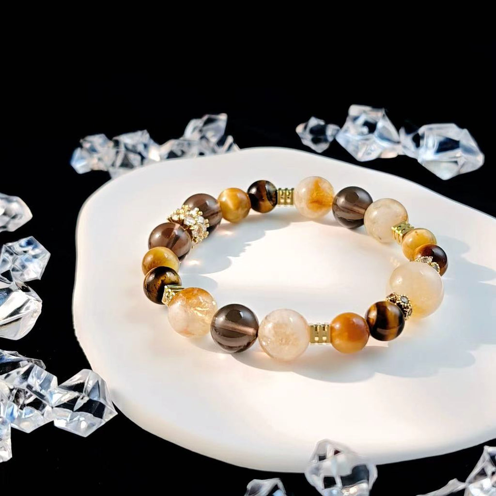 "The Emperor" - Tarot&Natural Crystal Bracelet - TigerEye & Citrine To Empower Yourself