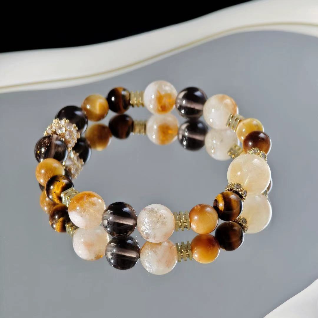 "The Emperor" - Tarot&Natural Crystal Bracelet - TigerEye & Citrine To Empower Yourself