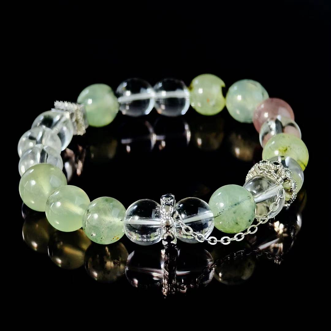 "The Hanged Man" - Tarot&Natural Crystal Bracelet - Clear Quartz & Prehnite To Sacrifice For Growth