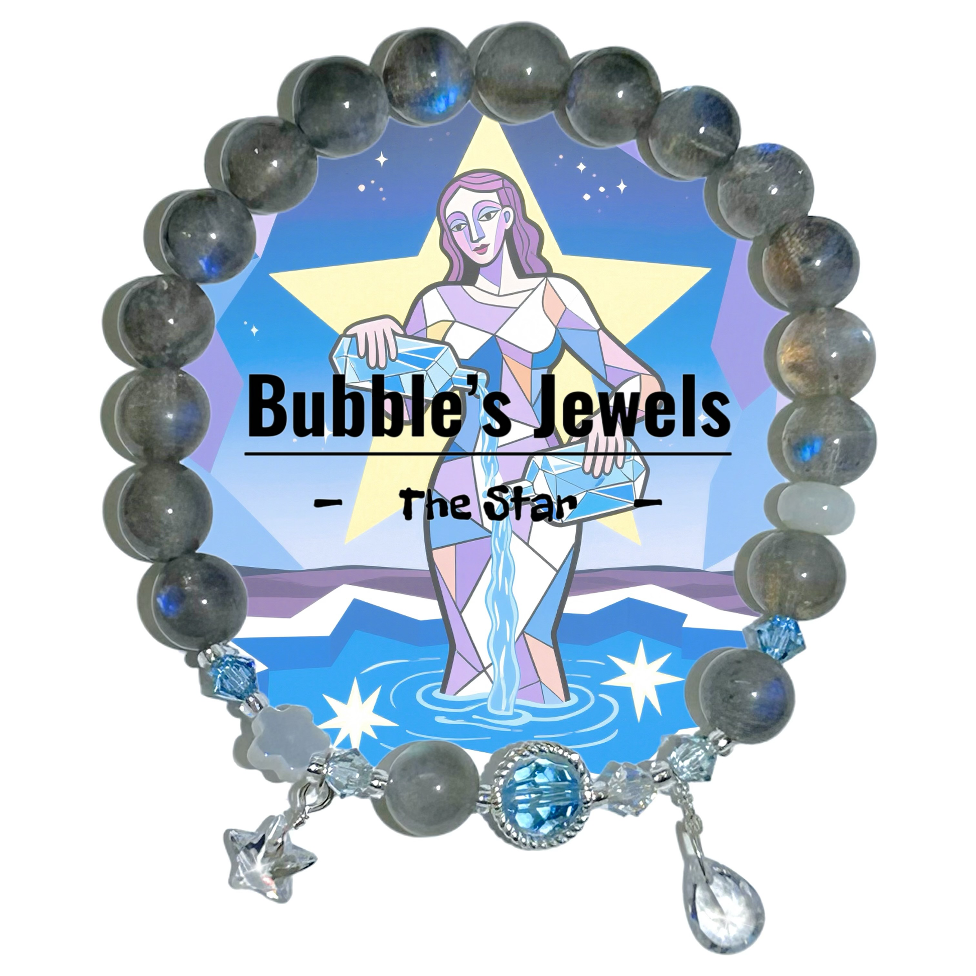 "The Star" - Tarot&Natural Crystal Bracelet - Moonstone & Silver To Shine Bright