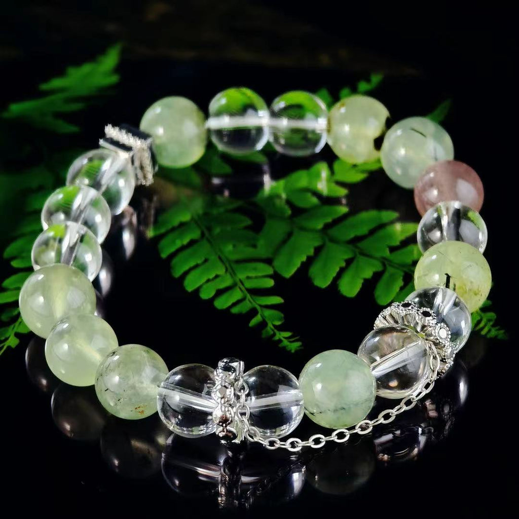 "The Hanged Man" - Tarot&Natural Crystal Bracelet - Clear Quartz & Prehnite To Sacrifice For Growth