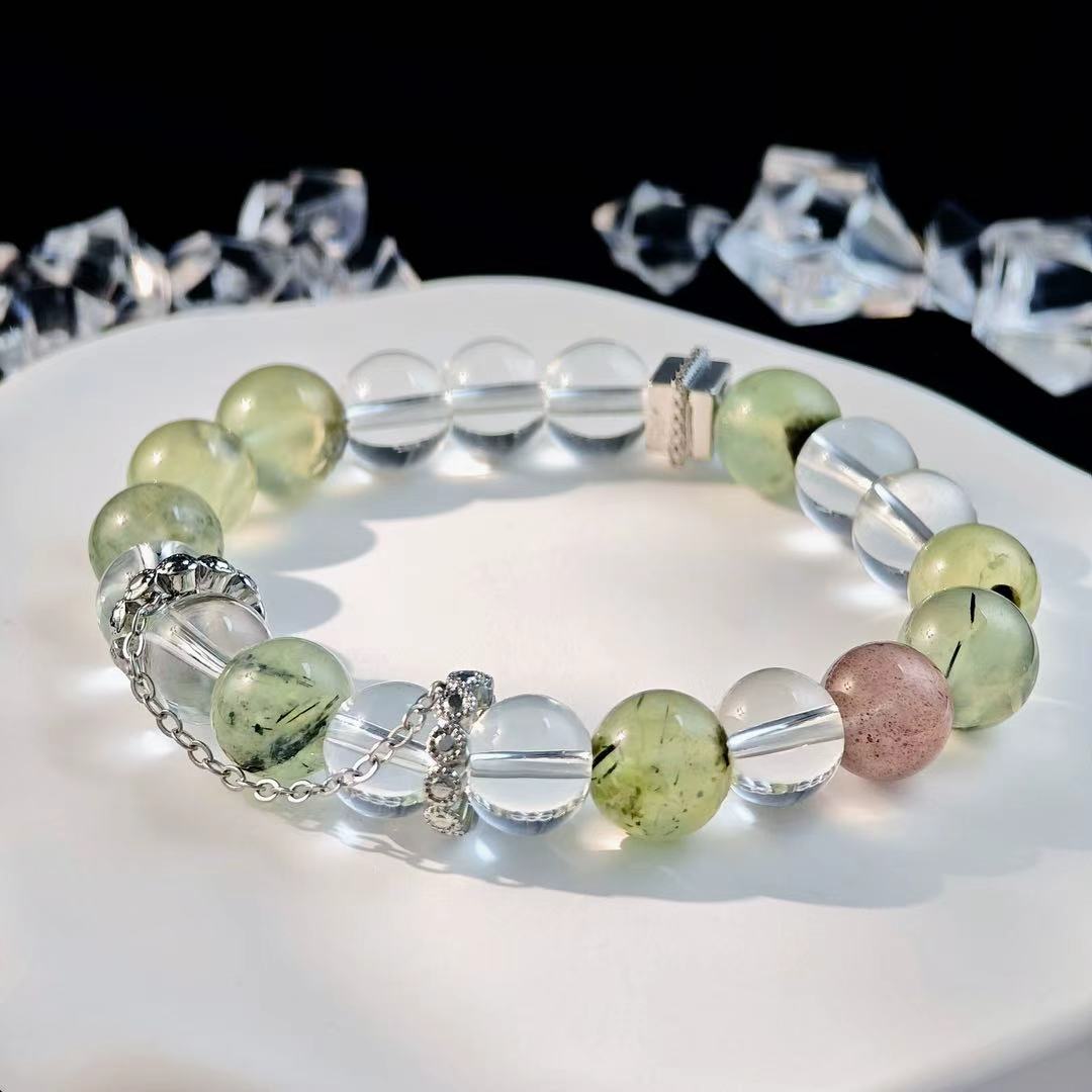 "The Hanged Man" - Tarot&Natural Crystal Bracelet - Clear Quartz & Prehnite To Sacrifice For Growth