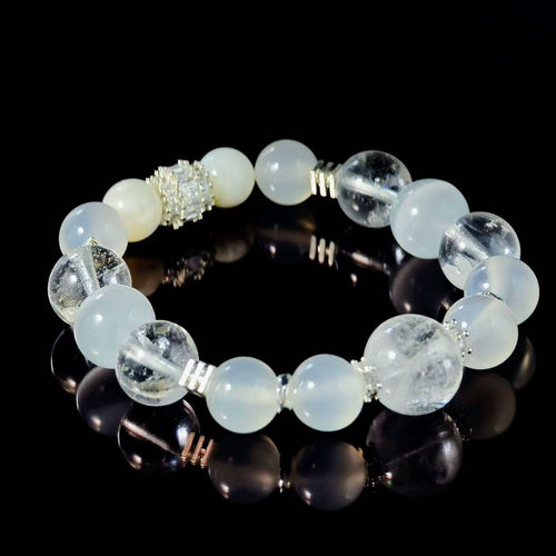 "Justice" - Tarot&Natural Crystal Bracelet - CatEye &Azeztulite To Uphold Truth&Fairness