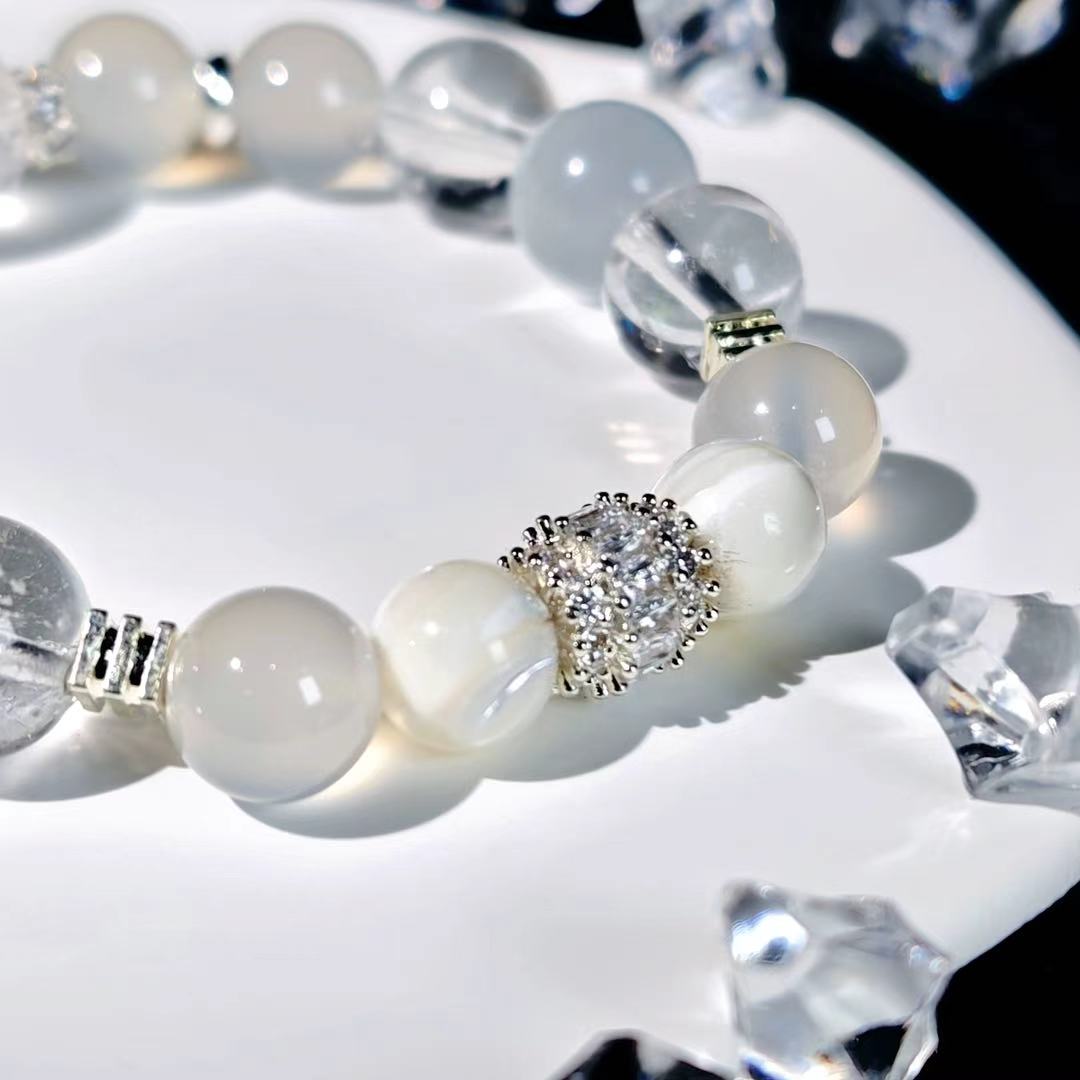 "Justice" - Tarot&Natural Crystal Bracelet - CatEye &Azeztulite To Uphold Truth&Fairness