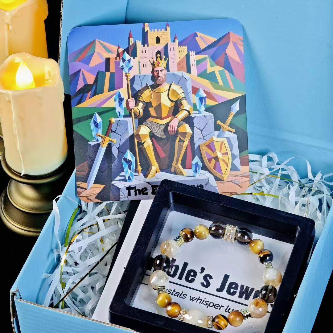"The Emperor" - Tarot&Natural Crystal Bracelet - TigerEye & Citrine To Empower Yourself