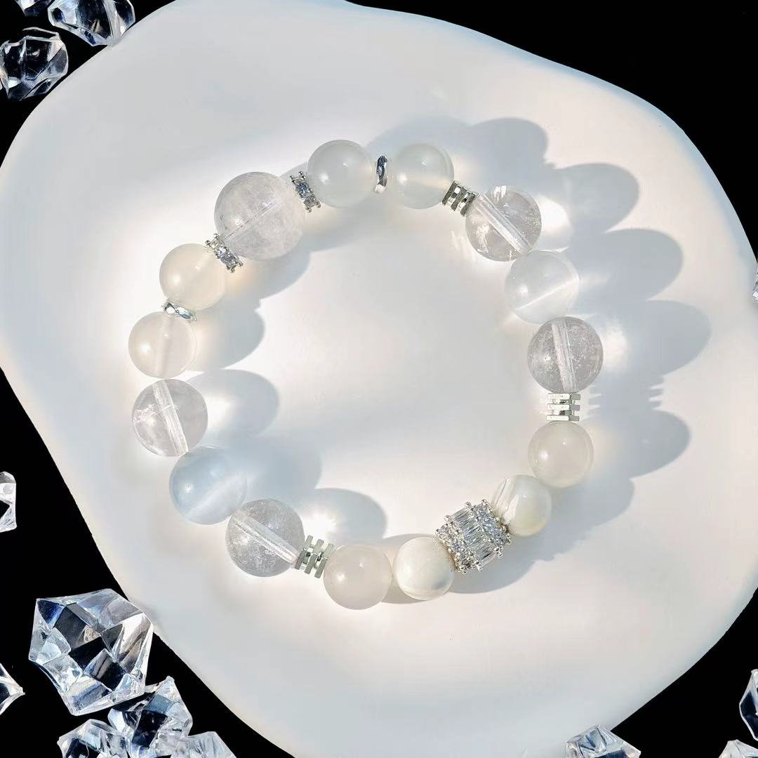 "Justice" - Tarot&Natural Crystal Bracelet - CatEye &Azeztulite To Uphold Truth&Fairness