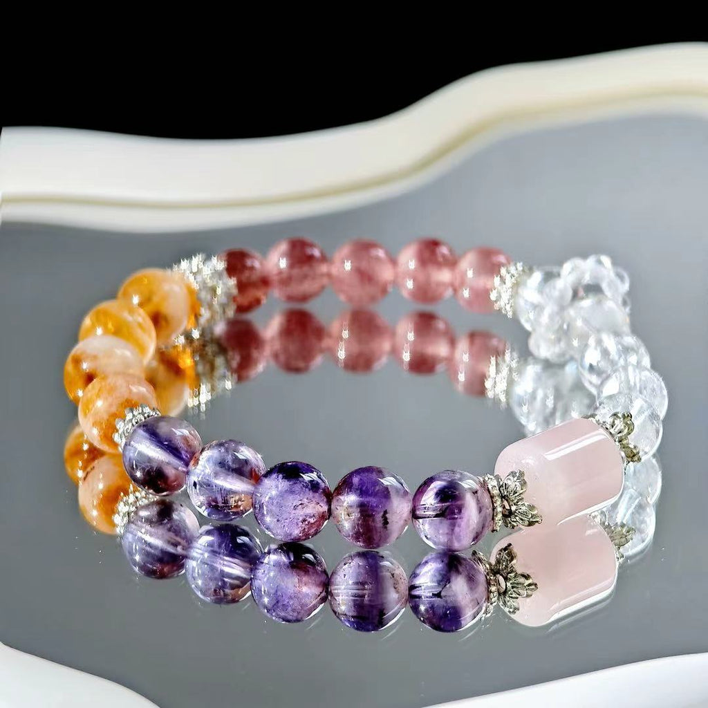 "The Empress" - Tarot&Natural Crystal Bracelet - Citrine & Amethyst To Embrace Fertility&Abundance