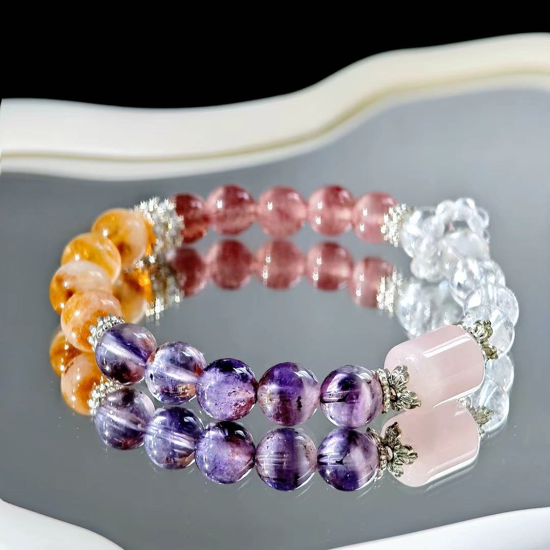 "The Empress" - Tarot&Natural Crystal Bracelet - Citrine & Amethyst To Embrace Fertility&Abundance