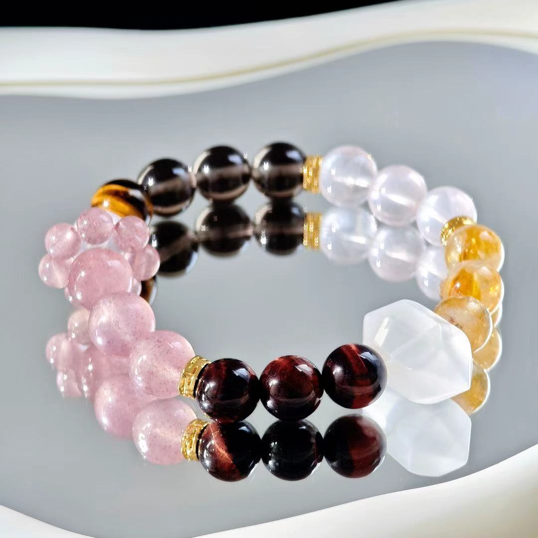 "The Hierophant" - Tarot&Natural Crystal Bracelet - Citrine & Strawberry To Seek Spiritual Wisdom
