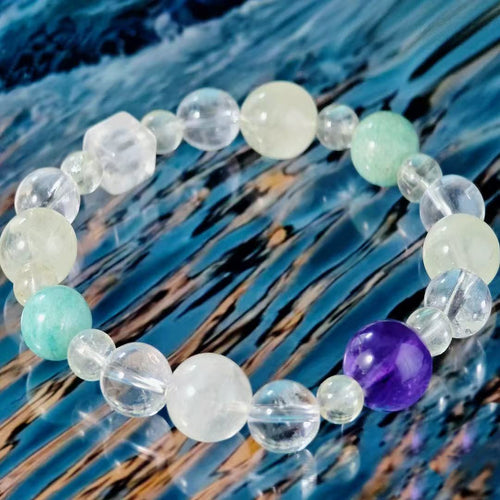 "Temperance" - Tarot&Natural Crystal Bracelet - Amethyst & Amzonite To Achieve Balance in Life