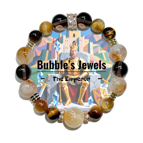 "The Emperor" - Tarot&Natural Crystal Bracelet - TigerEye & Citrine To Empower Yourself
