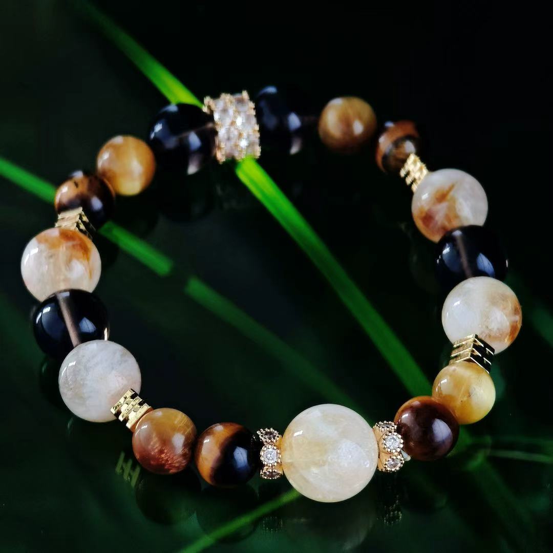"The Emperor" - Tarot&Natural Crystal Bracelet - TigerEye & Citrine To Empower Yourself
