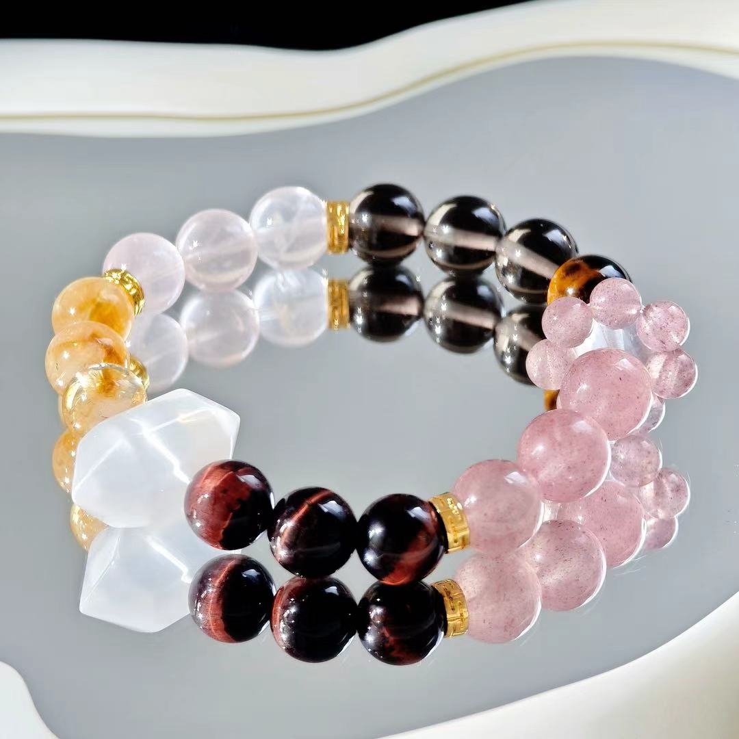 "The Hierophant" - Tarot&Natural Crystal Bracelet - Citrine & Strawberry To Seek Spiritual Wisdom
