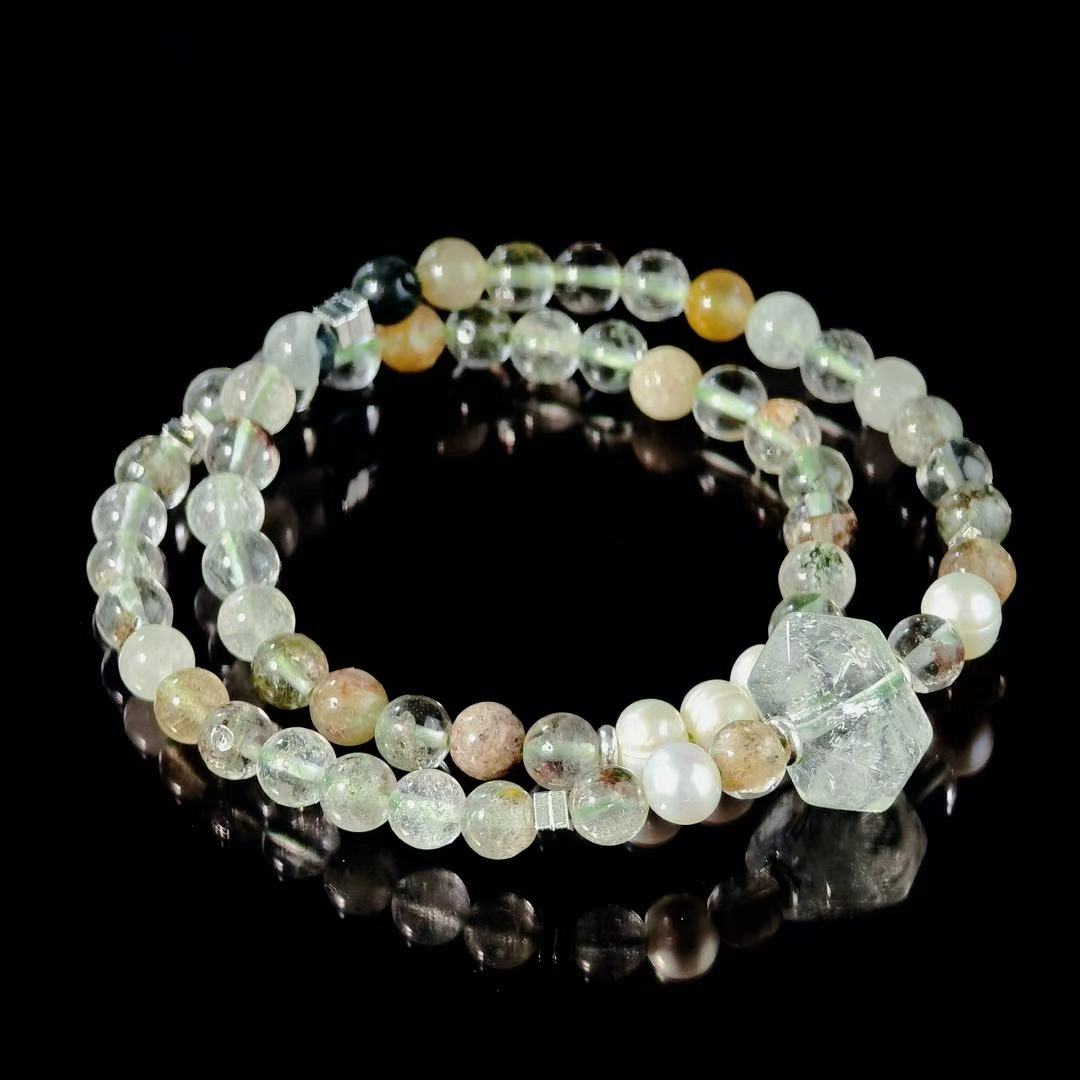 "The Tower" - Tarot&Natural Crystal Bracelet - Phanton & Pearl To Release From False Structure
