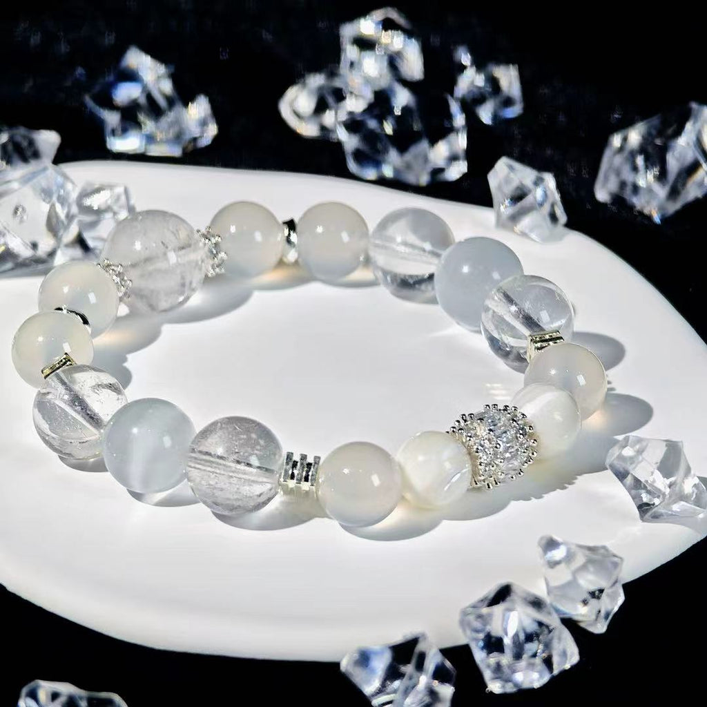 "Justice" - Tarot&Natural Crystal Bracelet - CatEye &Azeztulite To Uphold Truth&Fairness