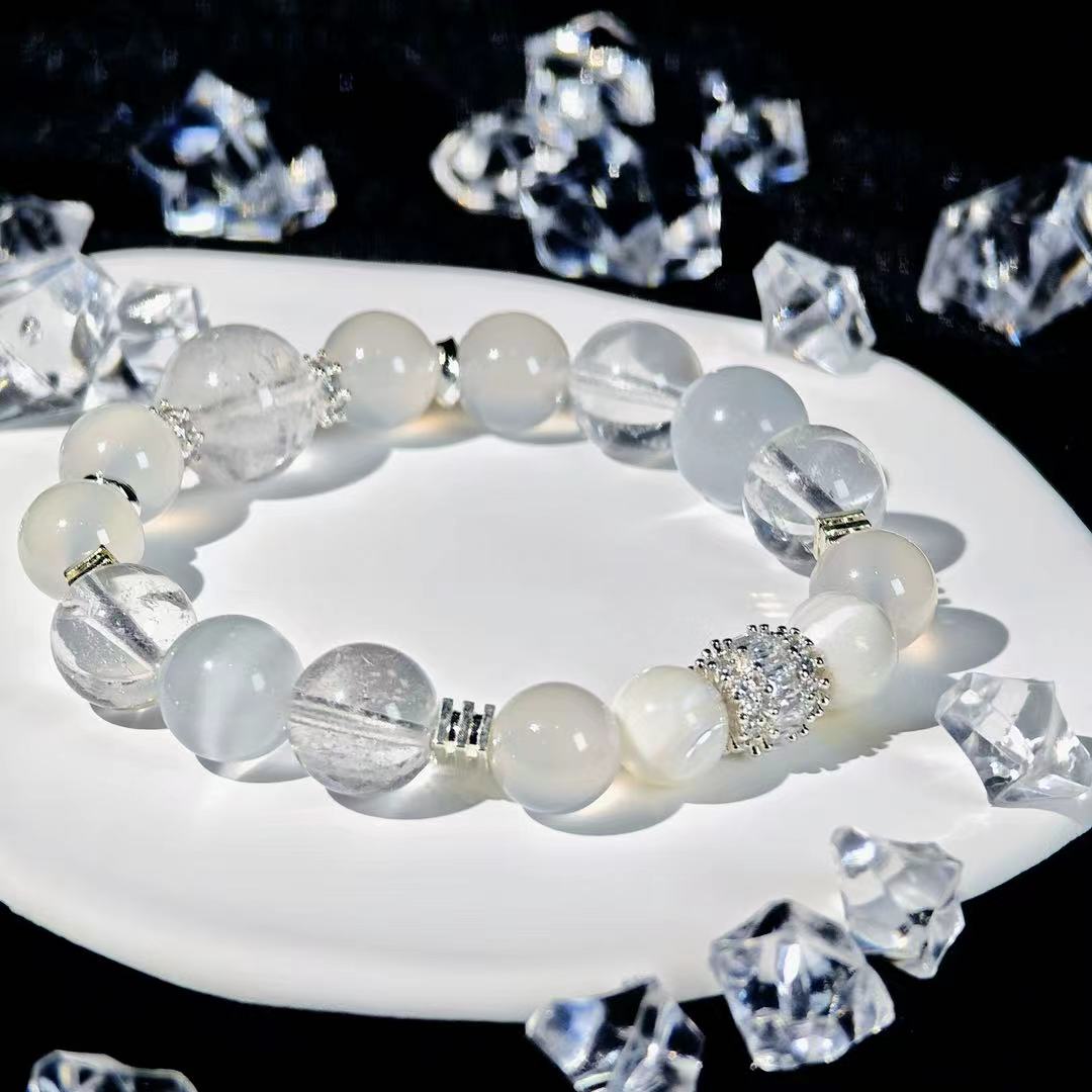 "Justice" - Tarot&Natural Crystal Bracelet - CatEye &Azeztulite To Uphold Truth&Fairness