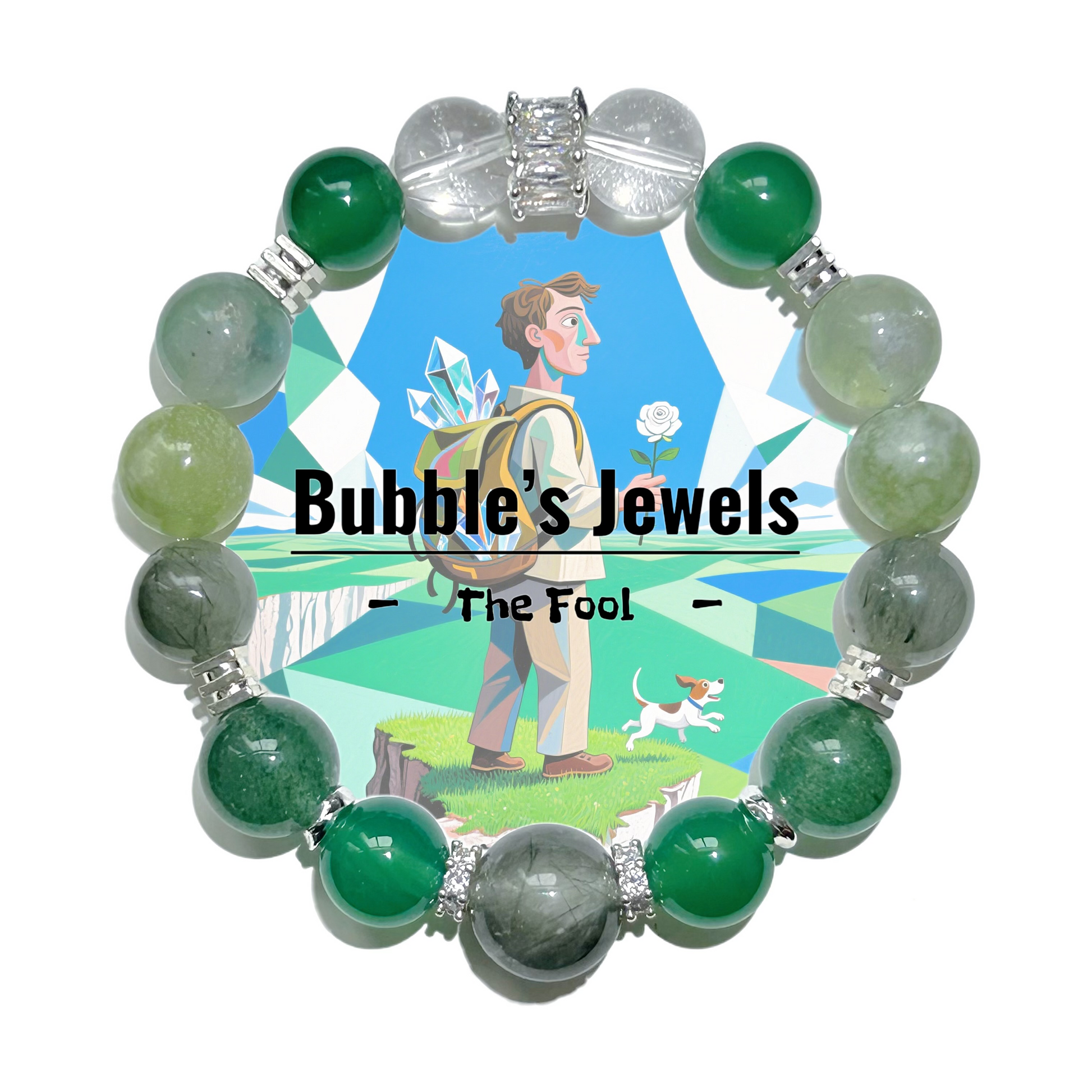 "The Fool" - Tarot&Natural Crystal Bracelet - Avenyurine & Strawberry for a Fresh Start