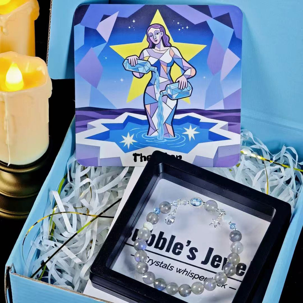 "The Star" - Tarot&Natural Crystal Bracelet - Moonstone & Silver To Shine Bright