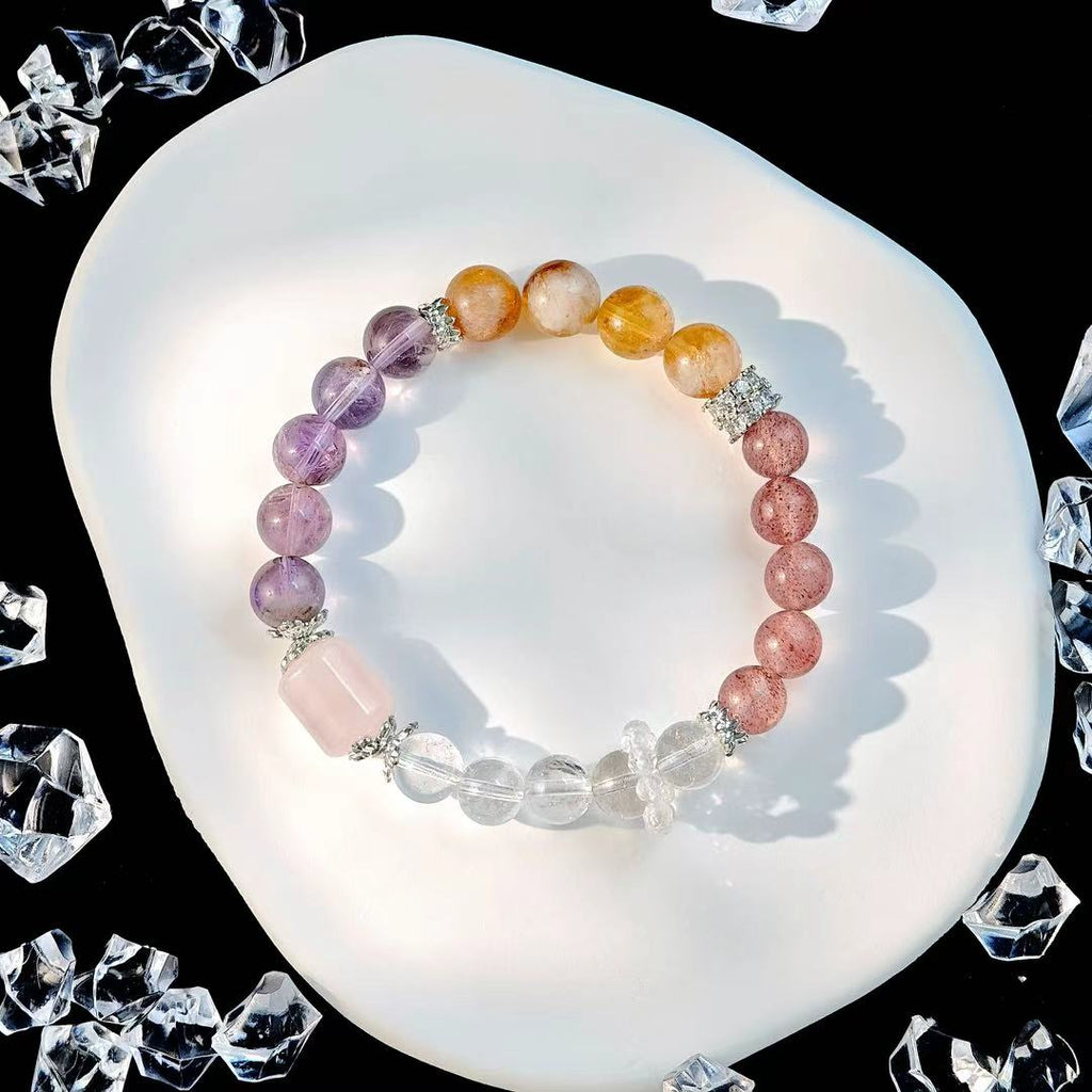 "The Empress" - Tarot&Natural Crystal Bracelet - Citrine & Amethyst To Embrace Fertility&Abundance