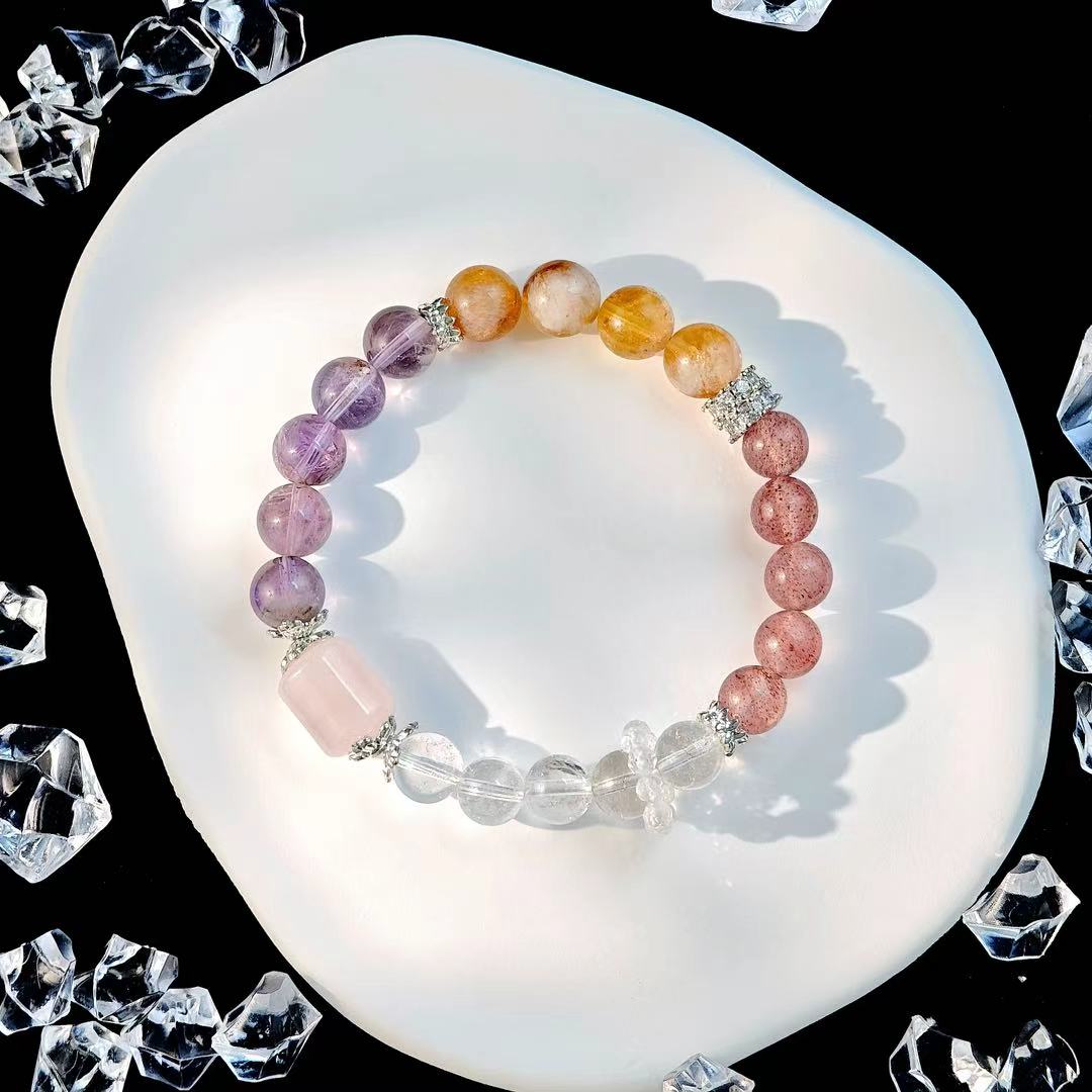 "The Empress" - Tarot&Natural Crystal Bracelet - Citrine & Amethyst To Embrace Fertility&Abundance