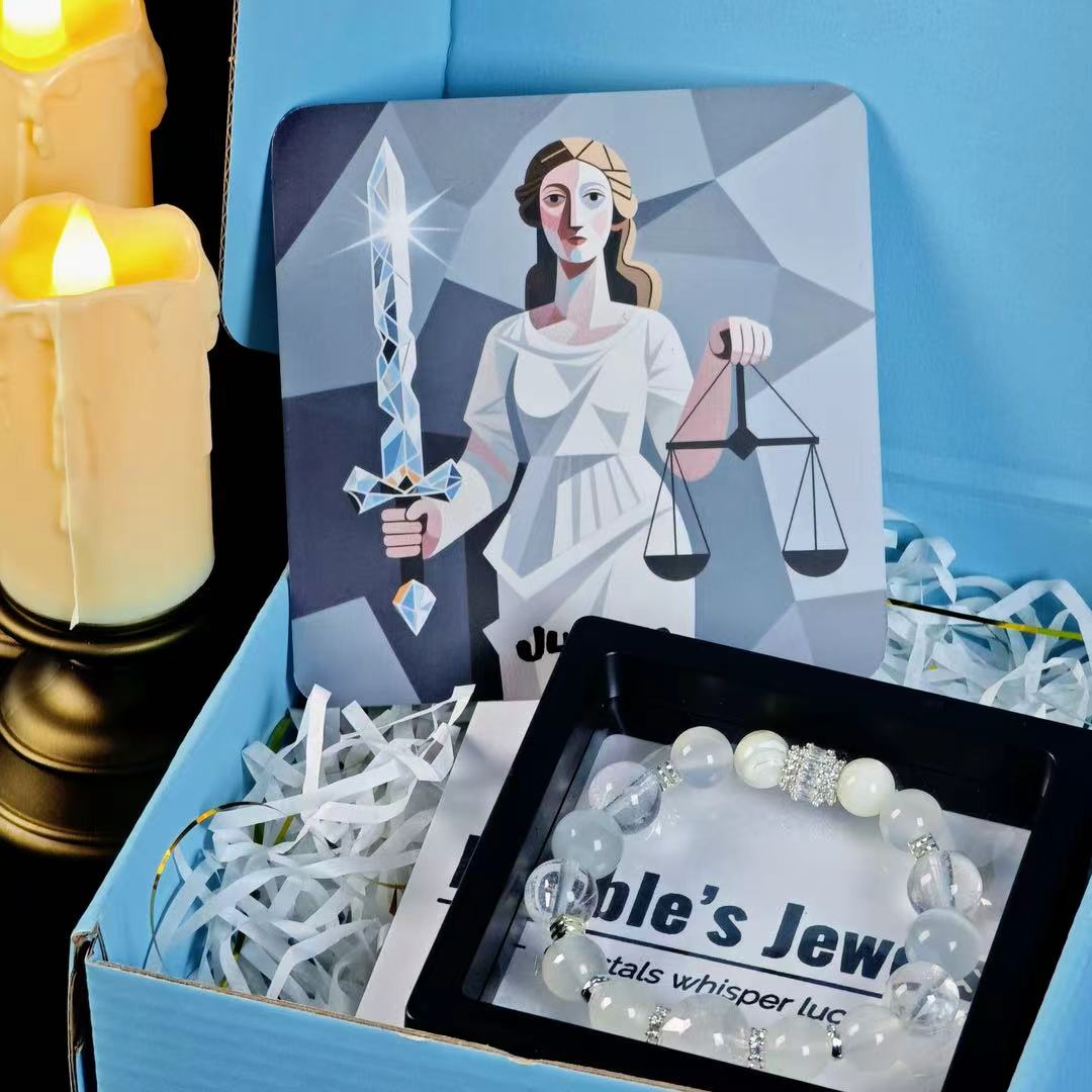 "Justice" - Tarot&Natural Crystal Bracelet - CatEye &Azeztulite To Uphold Truth&Fairness